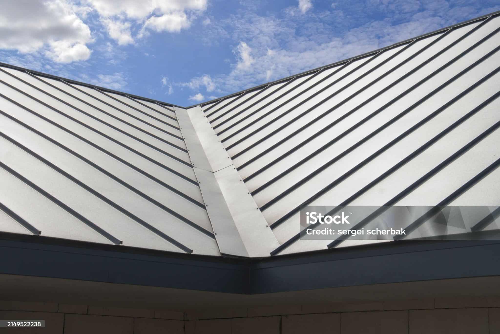 Standig Seam Metal Roof On Sky Background